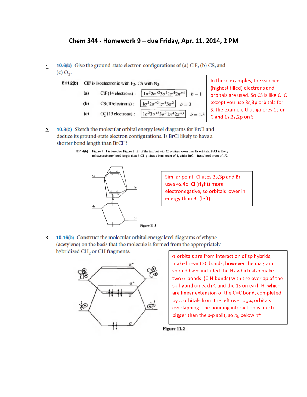 Chem 344 - Homework 9 – Due Friday, Apr