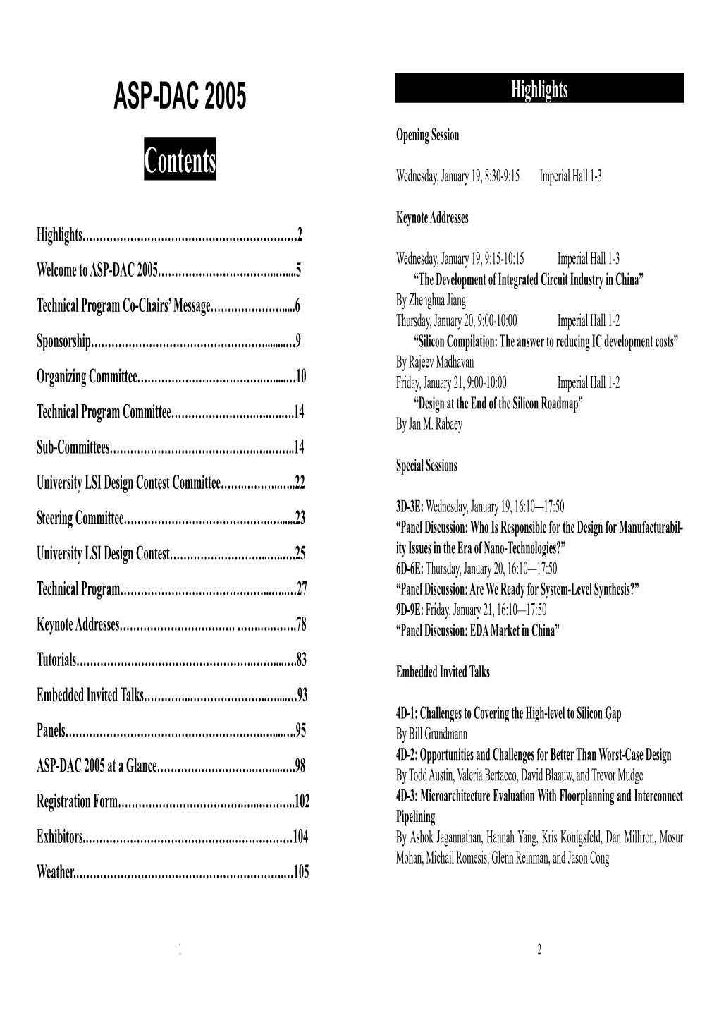 ASP-DAC 2005 Contents