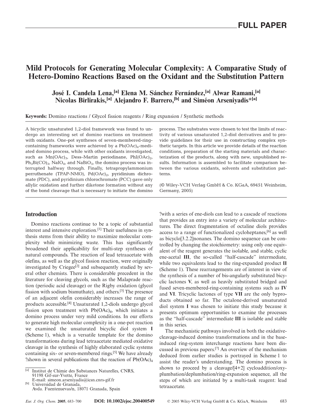 FULL PAPER Mild Protocols for Generating Molecular Complexity