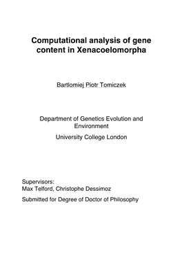 Computational Analysis of Gene Content in Xenacoelomorpha