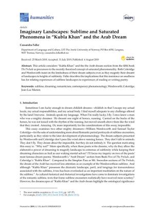 Sublime and Saturated Phenomena in “Kubla Khan” and the Arab Dream