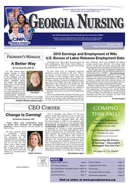 Georgia Nursing August, September, October 2011 2010 Earnings and Employment Continued from Page 1 GEORGIA NURSING