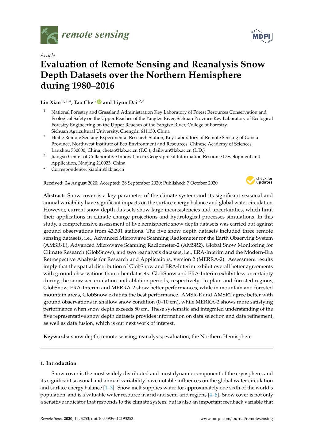 Evaluation of Remote Sensing and Reanalysis Snow Depth Datasets Over the Northern Hemisphere During 1980–2016