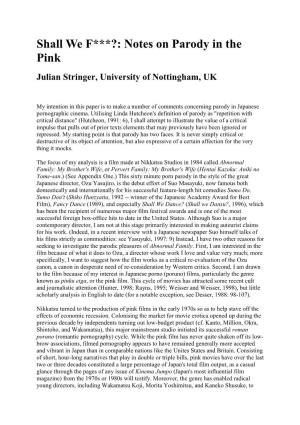 Notes on Parody in the Pink Julian Stringer, University of Nottingham, UK