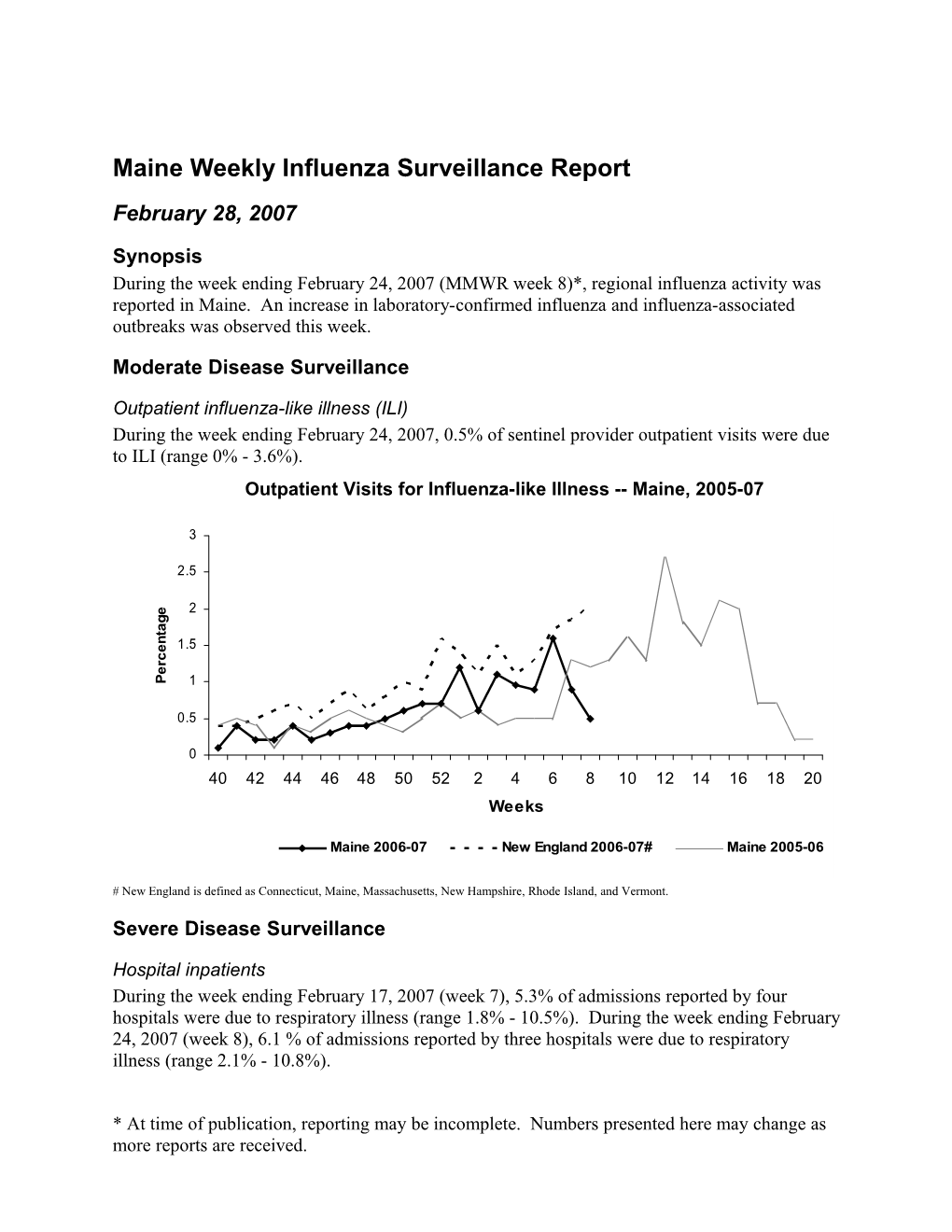 Maine Weekly Influenza Surveillance Report