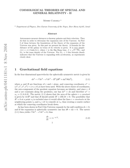 Cosmological Theories of Special and General Relativity-II