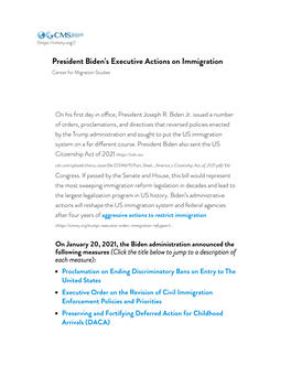 President Biden's Executive Actions on Immigration