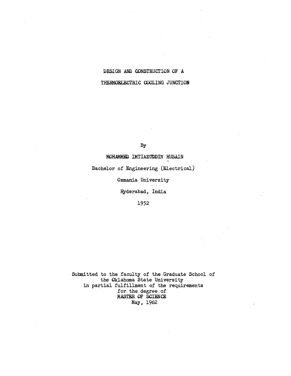 Design and Construction of a Thermoelectric Cooling Junction