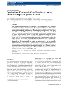 Species Identification of Alnus (Betulaceae) Using Nrdna and Cpdna Genetic Markers