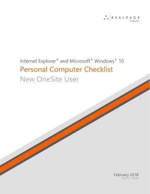 Personal Computer Checklist New Onesite User