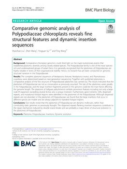 Comparative Genomic Analysis of Polypodiaceae Chloroplasts Reveals