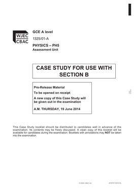 Case Study for Use with Section B