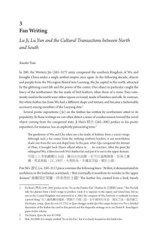 3 Fan Writing Lu Ji, Lu Yun and the Cultural Transactions Between North and South