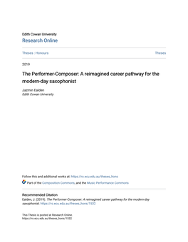 The Performer-Composer: a Reimagined Career Pathway for the Modern-Day Saxophonist