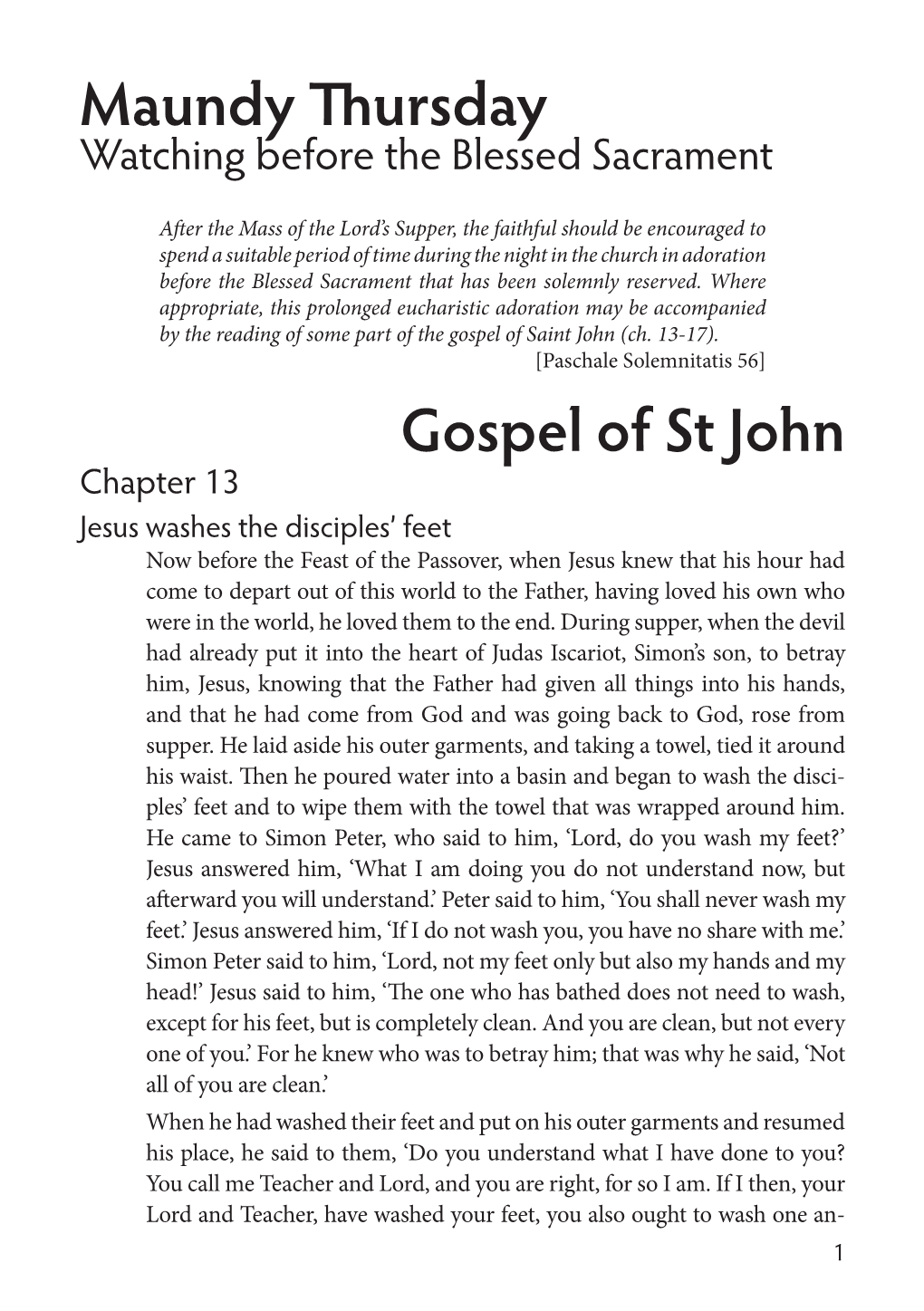 Maundy Thursday Gospel of St John