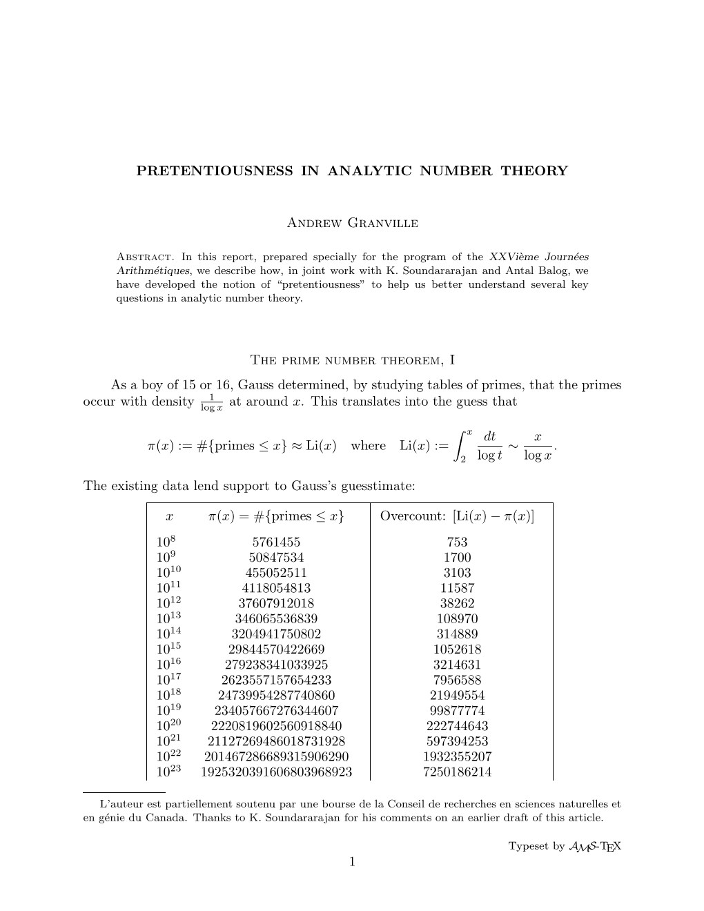 PRETENTIOUSNESS in ANALYTIC NUMBER THEORY Andrew