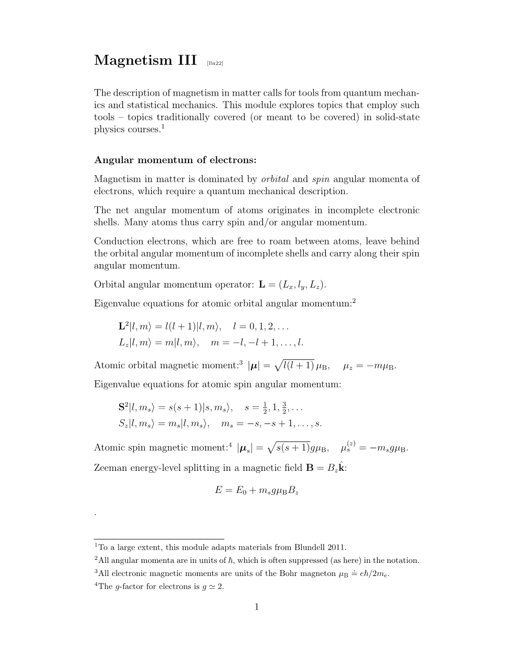 Magnetism III [Lln22]