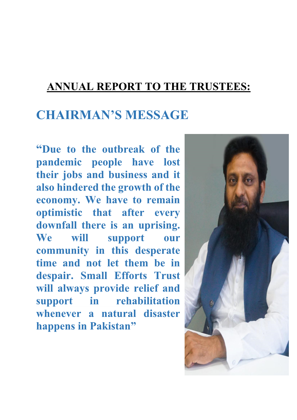 Chairman's Message