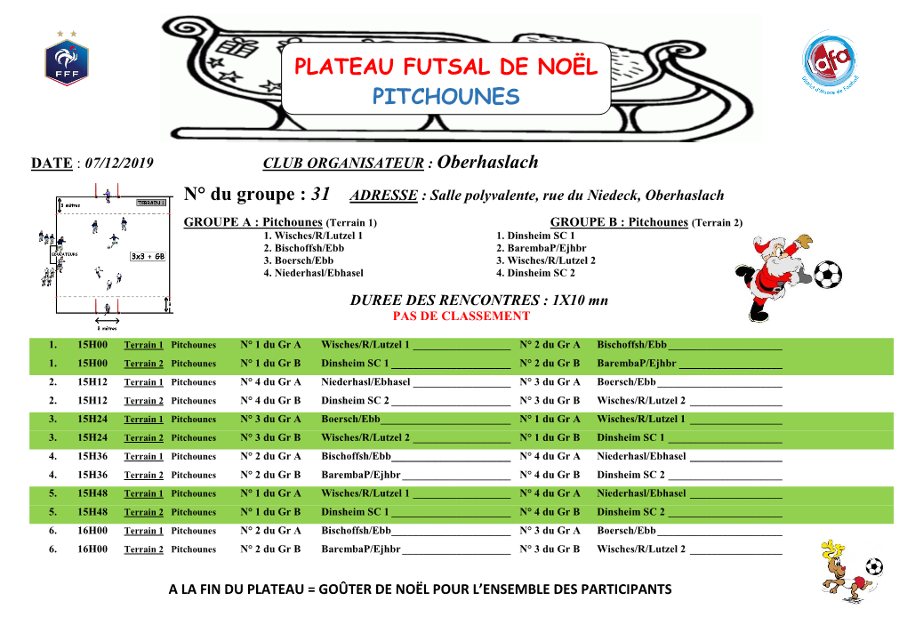 Plateau Futsal De Noël Pitchounes