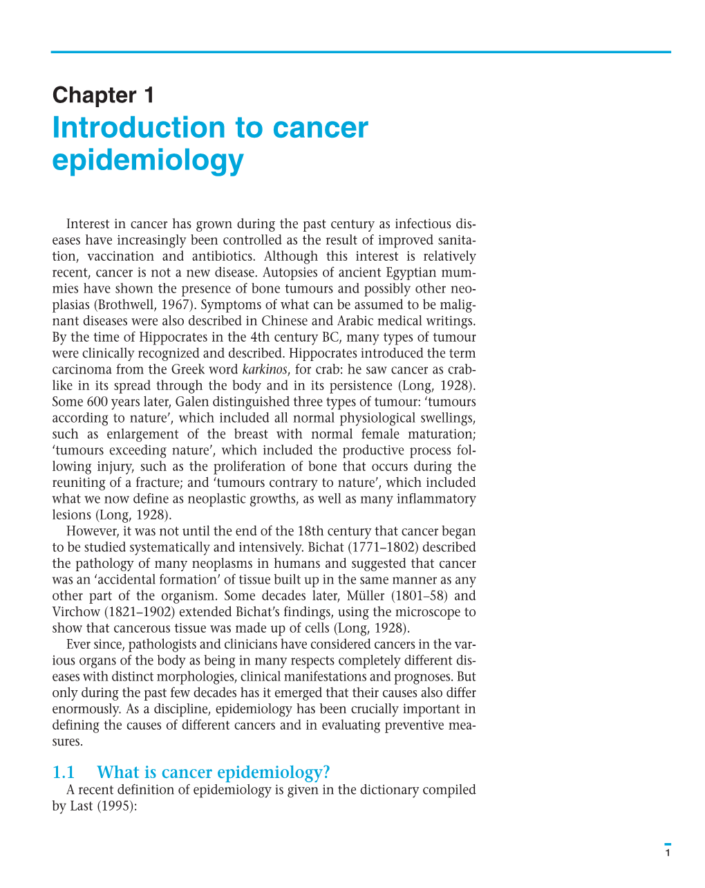 Chapter 1 Introduction to Cancer Epidemiology