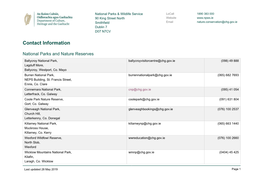 NPWS Regional Contacts