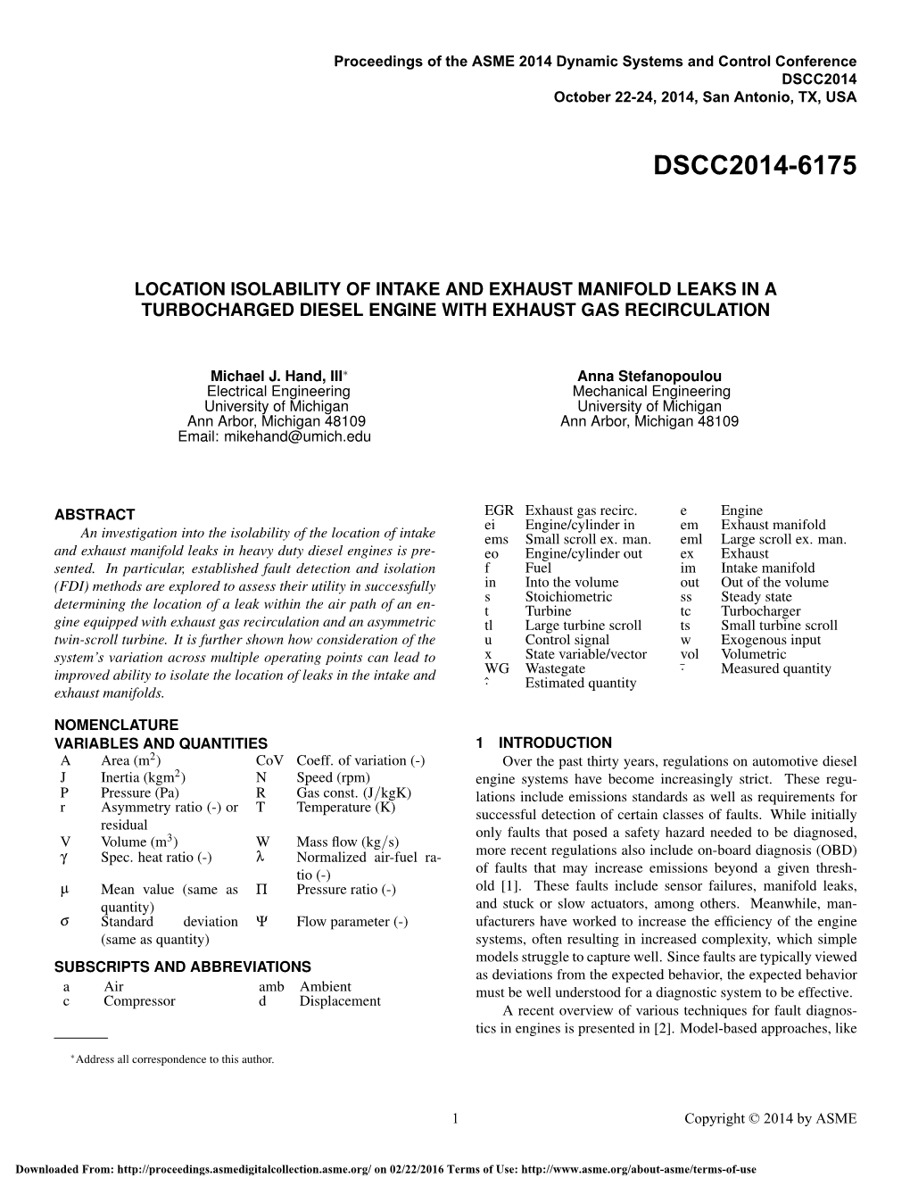 Location Isolability of Intake and Exhaust Manifold Leaks in a Turbocharged Diesel Engine with Exhaust Gas Recirculation