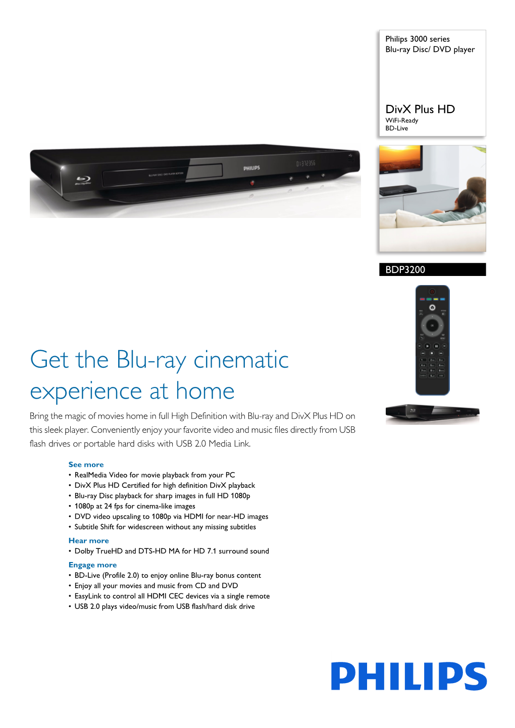 BDP3200/93 Philips Blu-Ray Disc/ DVD Player