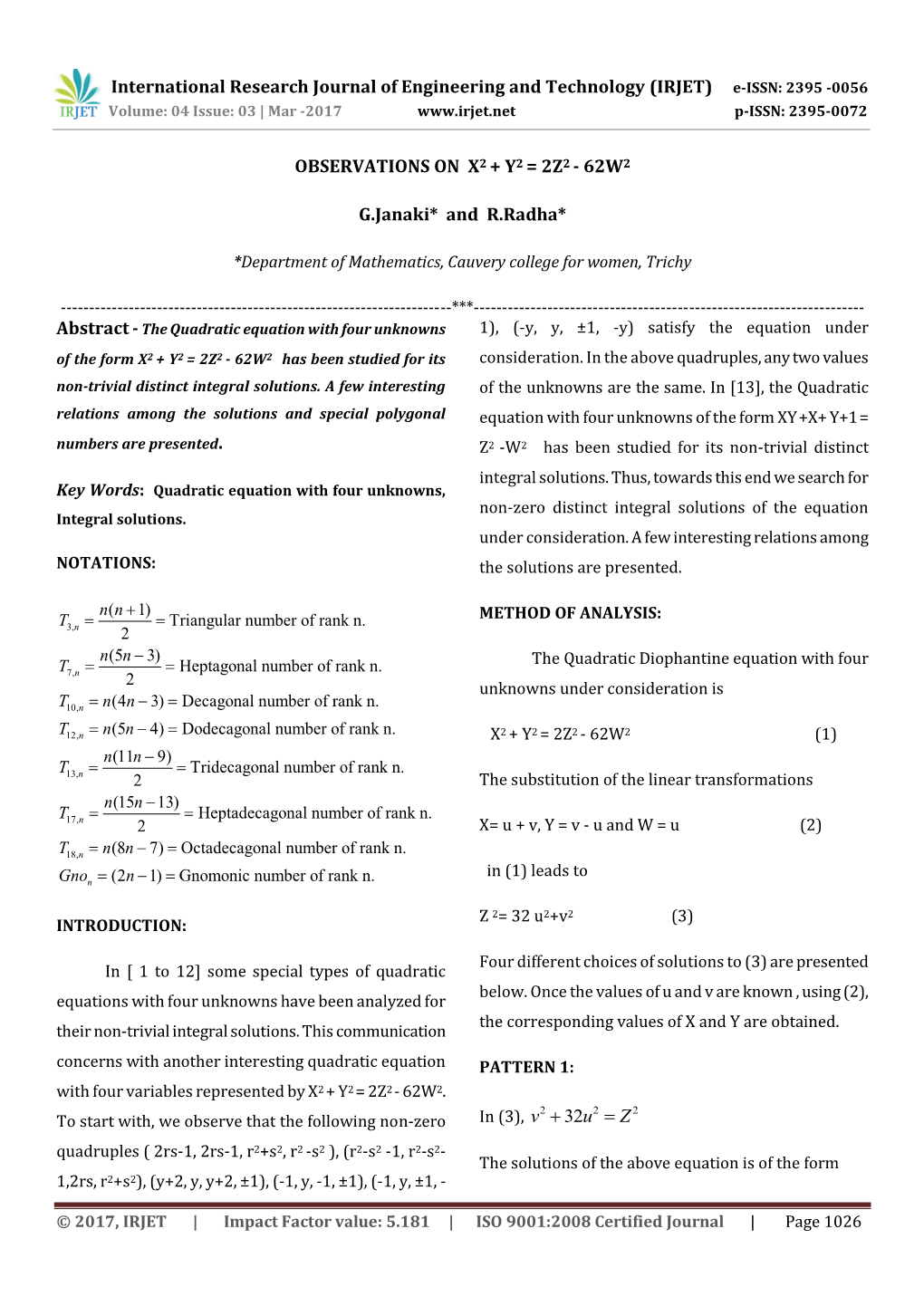 International Research Journal of Engineering and Technology (IRJET) E-ISSN: 2395 -0056 Volume: 04 Issue: 03 | Mar -2017 P-ISSN: 2395-0072