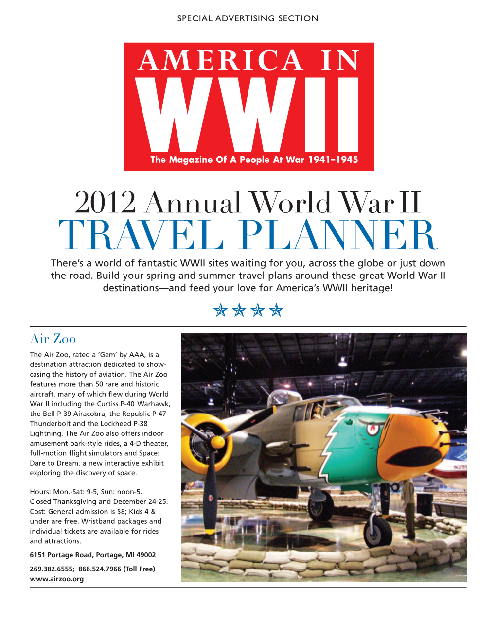 Travel Planner Americainwwii.Com/Travel-Planner PAYING TRIBUTE to a GENERATION SPECIAL ADVERTISING SECTION