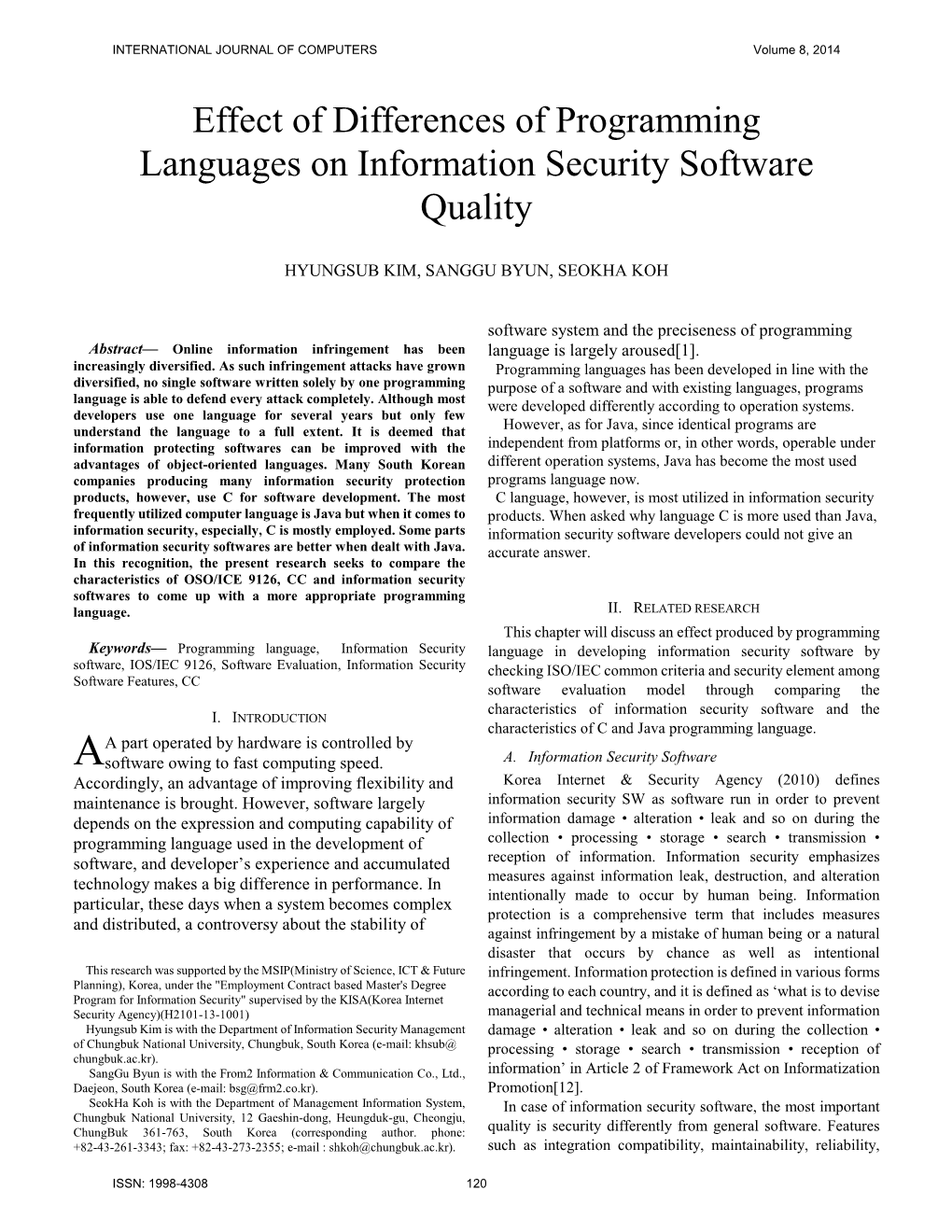 Effect of Differences of Programming Languages on Information Security Software Quality