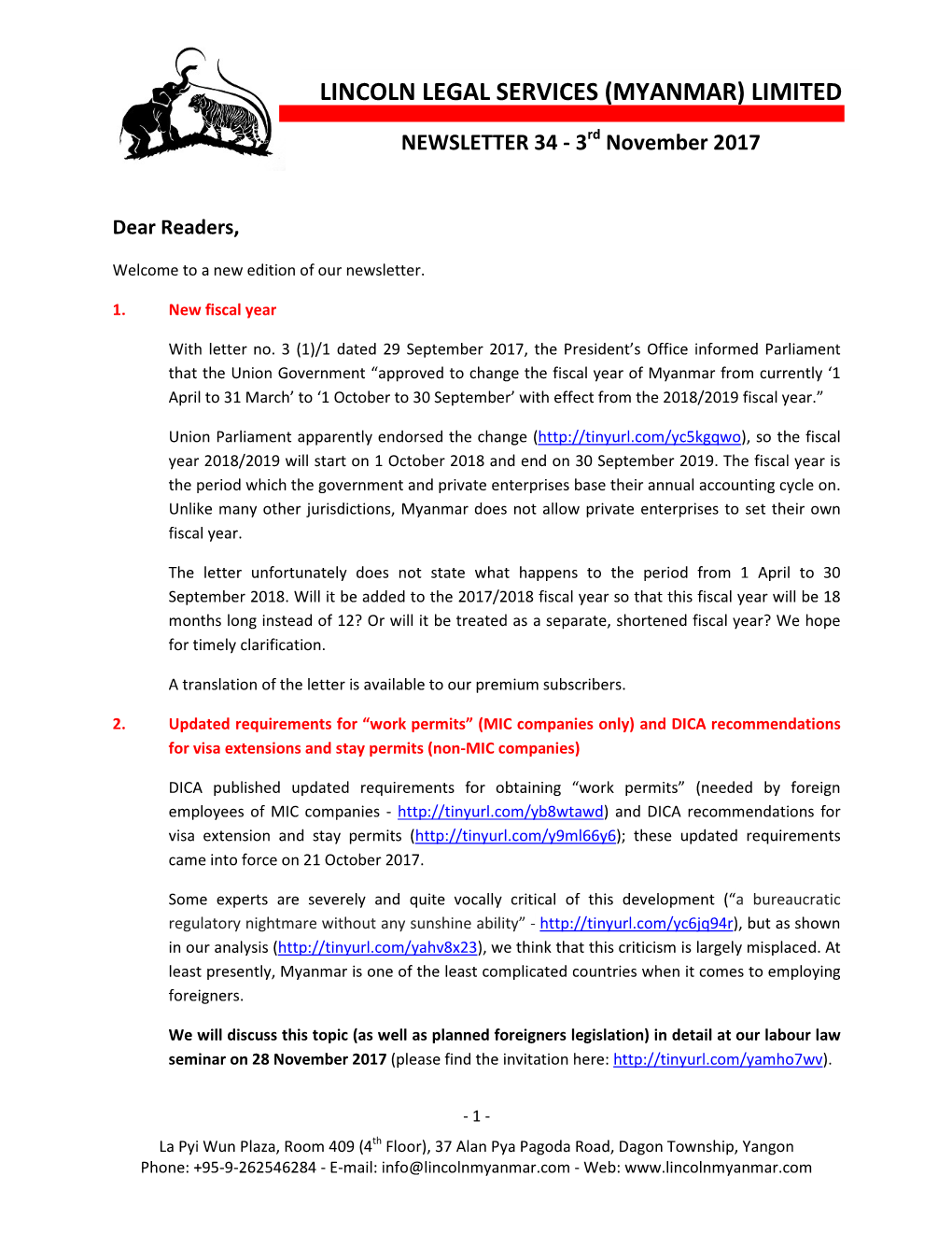 NEWSLETTER 34 - 3Rd November 2017