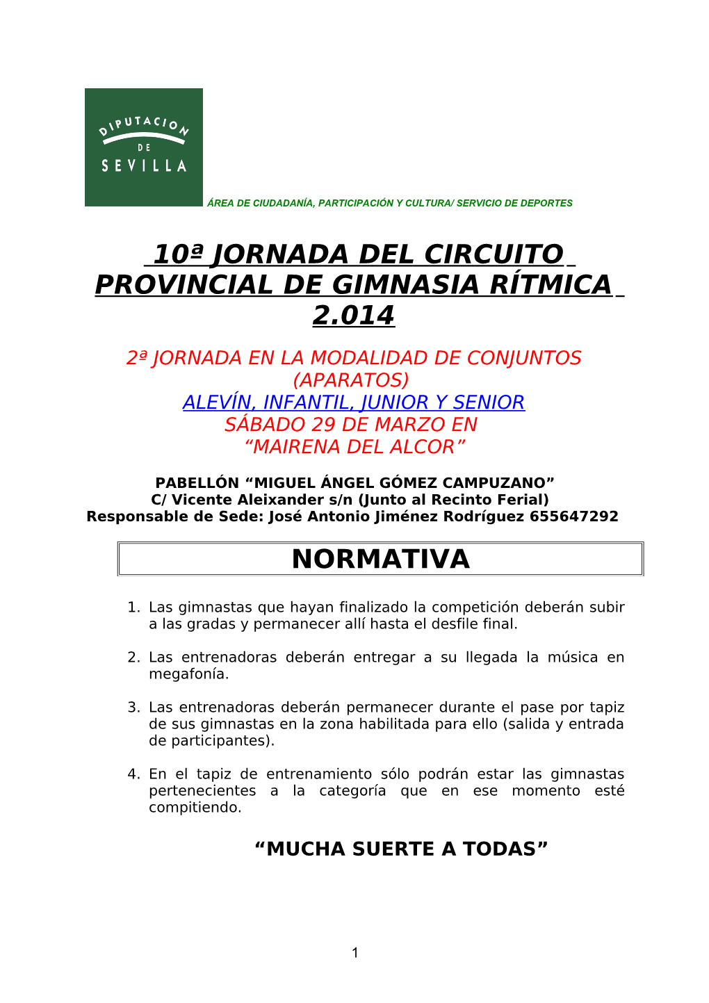 Circuito Provincial De Gimnasia Rítmica 2.014