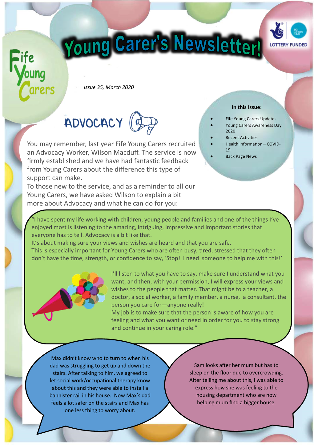 Newsletter, Please Contact Amber Reid, Fife Young Carers Development Worker on 01592 786717 Or Email Amber@Fifeyoungcarers.Co.Uk