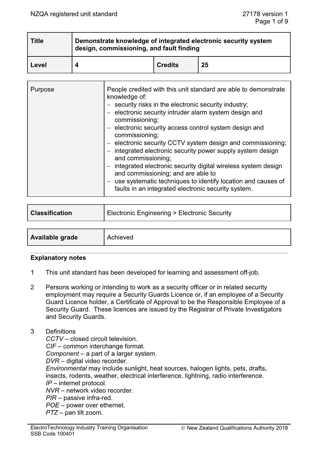 27178 Demonstrate Knowledge of Integrated Electronic Security System Design, Commissioning