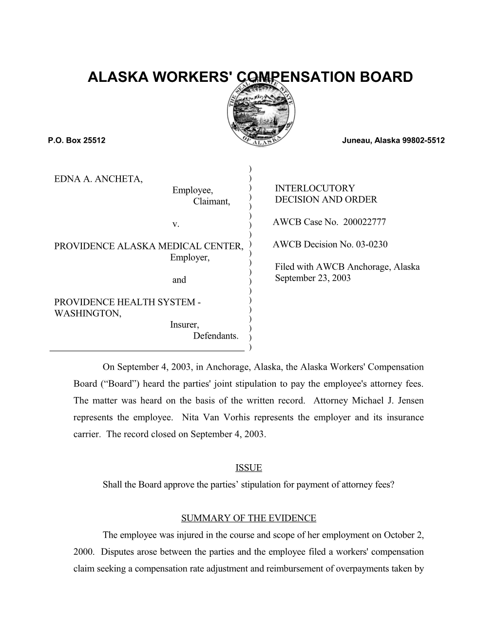 Alaska Workers' Compensation Board s36