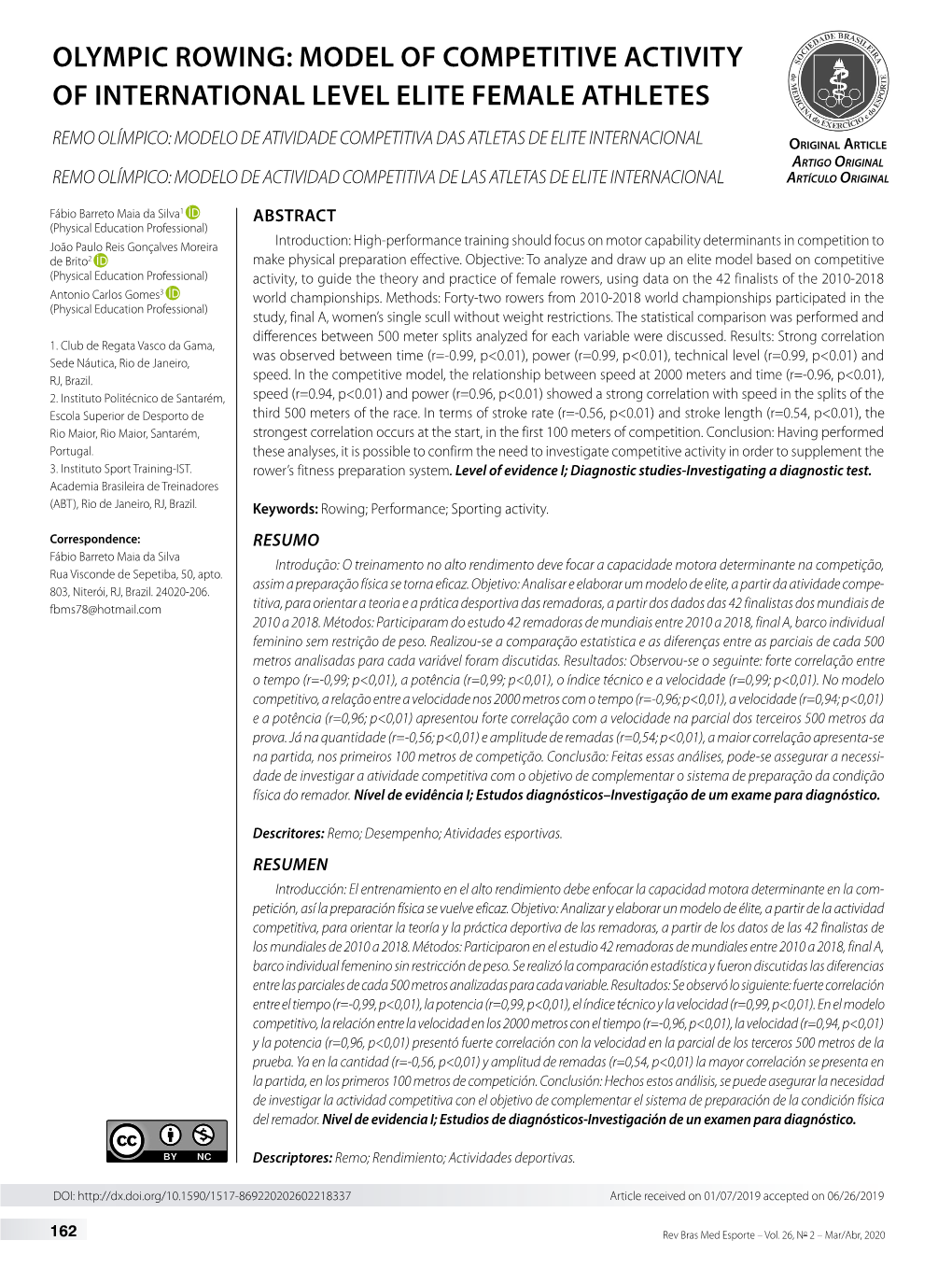 Olympic Rowing: Model of Competitive Activity of International Level Elite Female Athletes