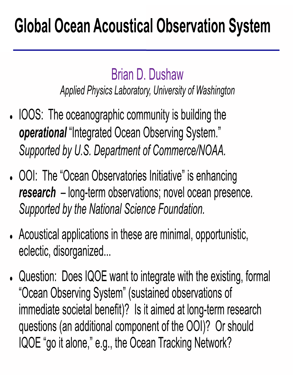 Global Ocean Acoustical Observation System
