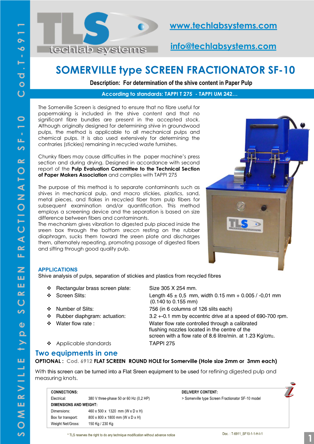 SOMERVILLE Type SCREEN FRACTIONATOR SF-10