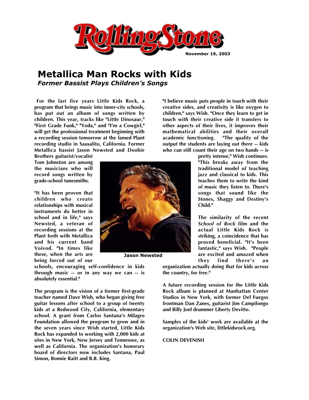 Metallica Man Rocks with Kids Former Bassist Plays Children’S Songs