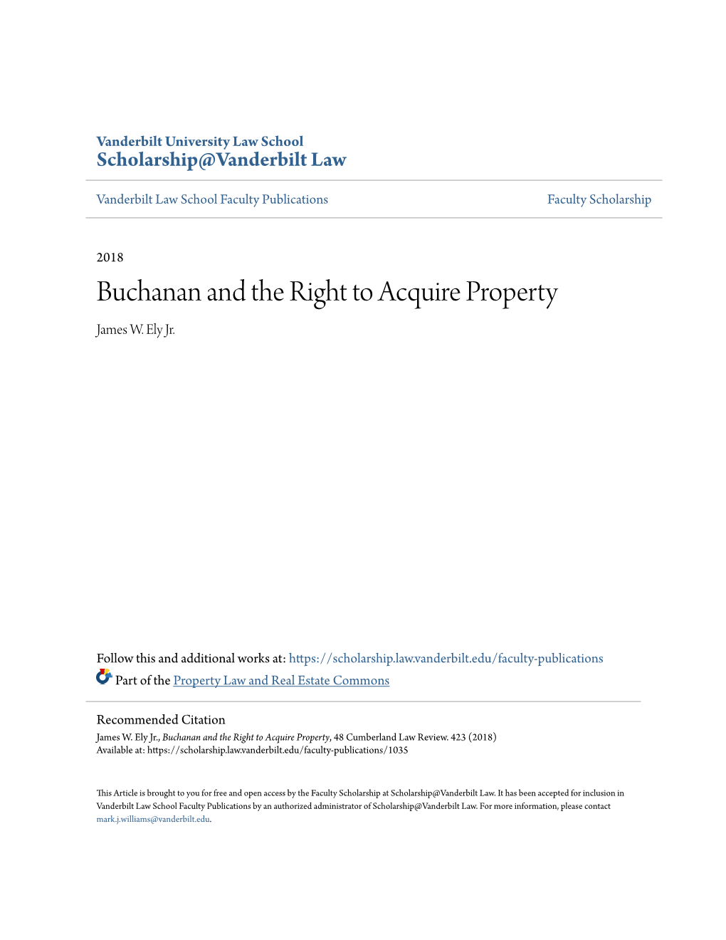 Buchanan and the Right to Acquire Property James W