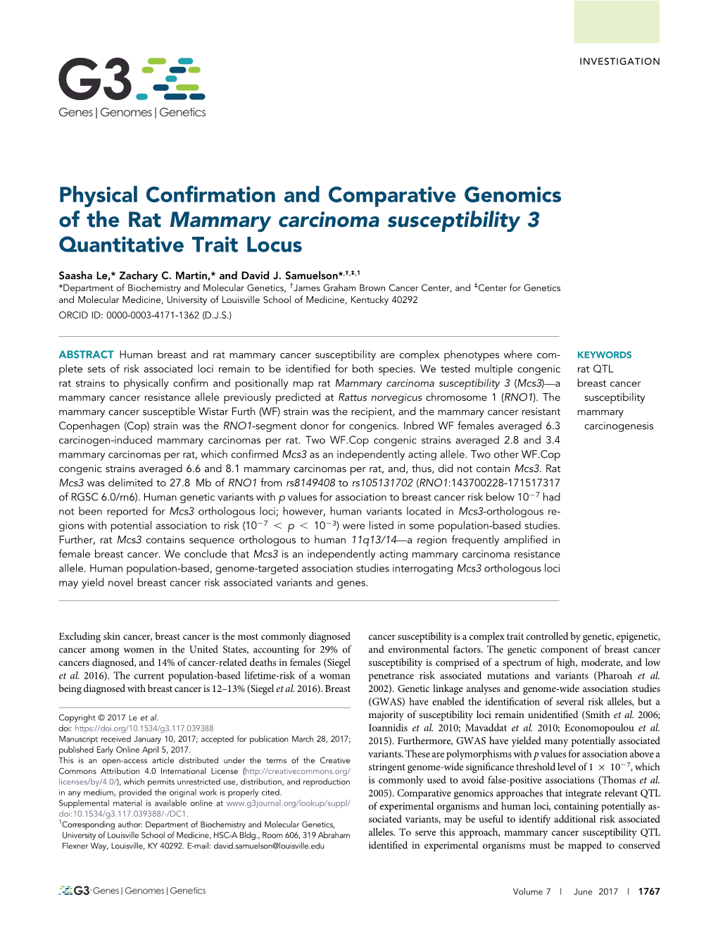 Physical Confirmation and Comparative Genomics of the Rat Mammary Carcinoma Susceptibility 3 Quantitative Trait Locus