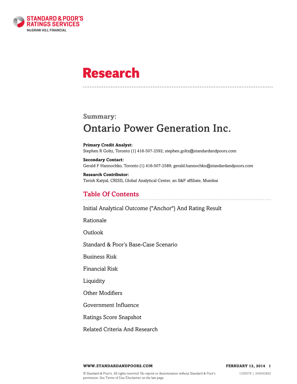 Ontario Power Generation Inc