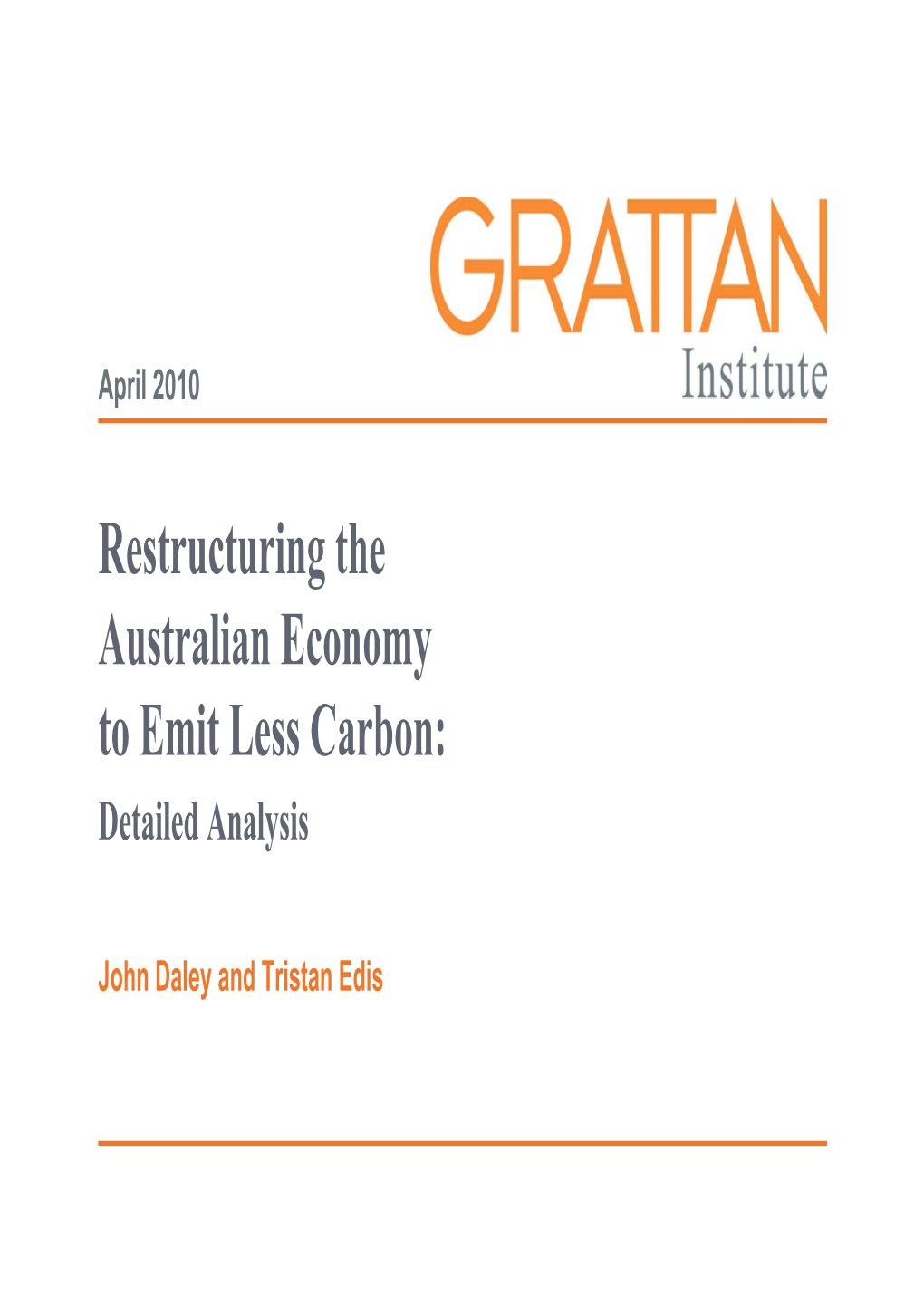 Restructuring the Australian Economy to Emit Less Carbon: Detailed Analysis