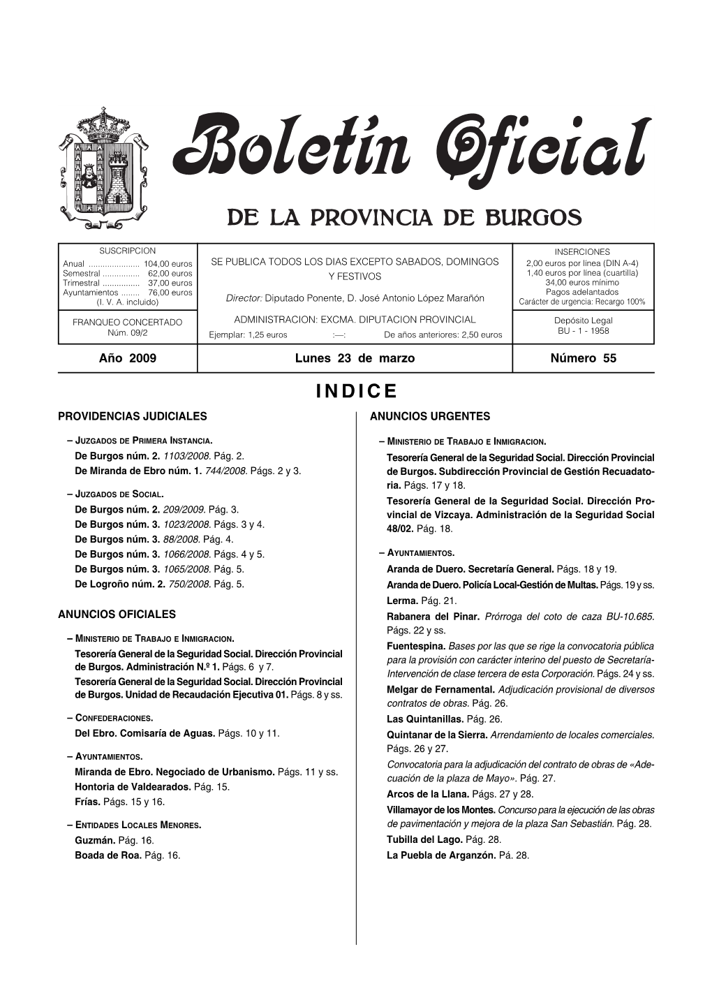 Indice Providencias Judiciales Anuncios Urgentes