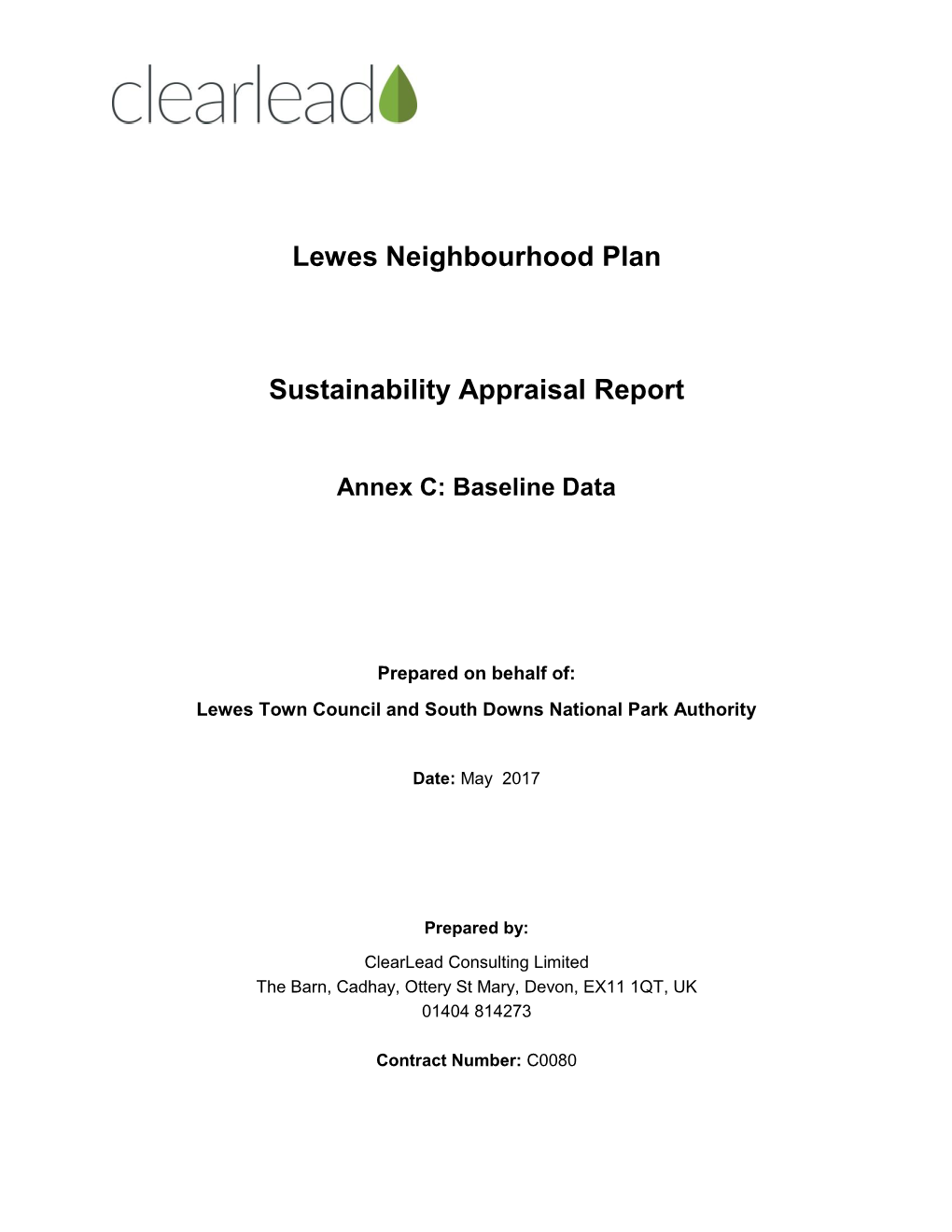 Lewes Neighbourhood Plan Sustainability Appraisal Scoping Report