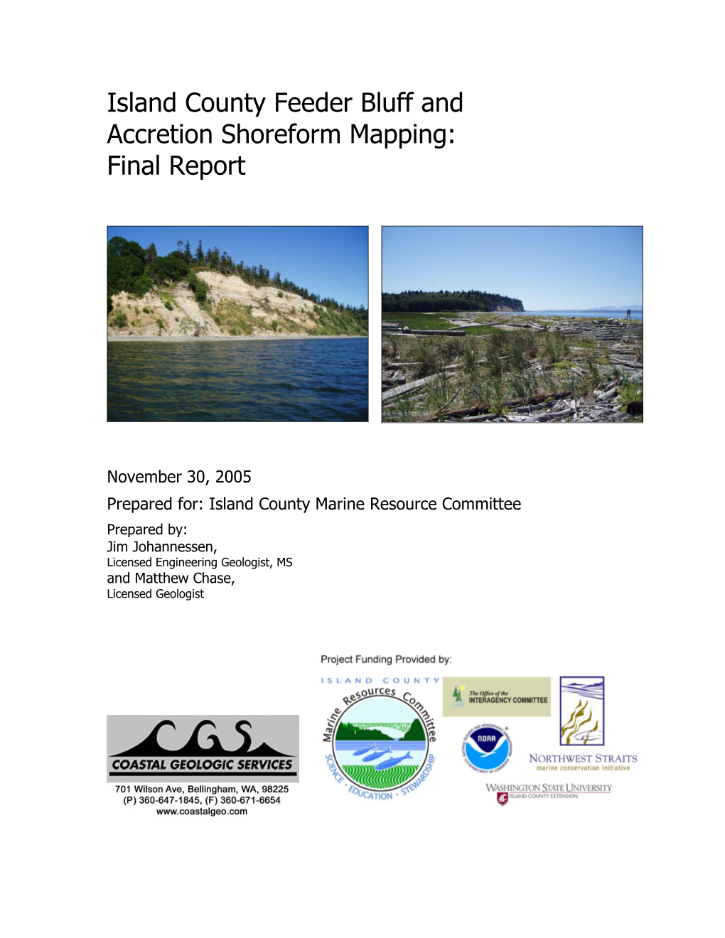 Island County Feeder Bluff and Accretion Shoreform Mapping: Final Report