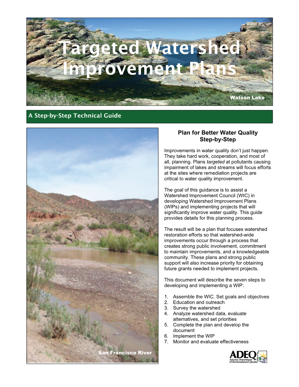 Watershed Improvement Plan Technical Guide HERE