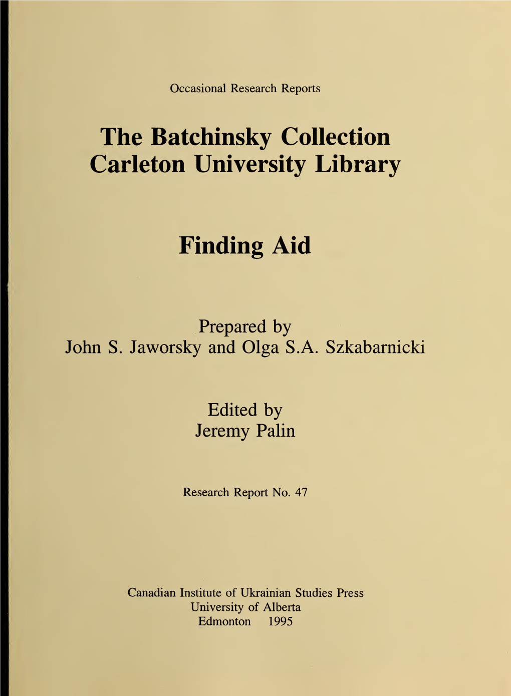 The Batchinsky Collection Carleton University Library