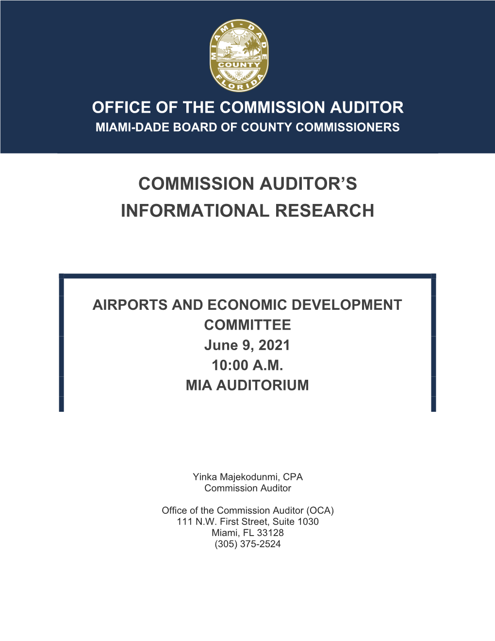 Commission Auditor's Informational Research