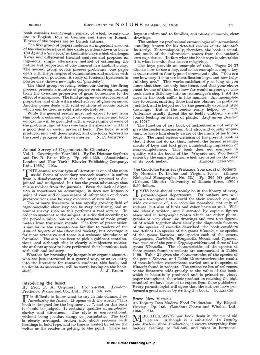 Annual Survey of Organometallic Chemistry Introducing The